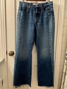MOTHER The Tux Sidestepper Sneak Fray Wide Leg Jeans Size 30 Double Take